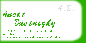 anett dusinszky business card